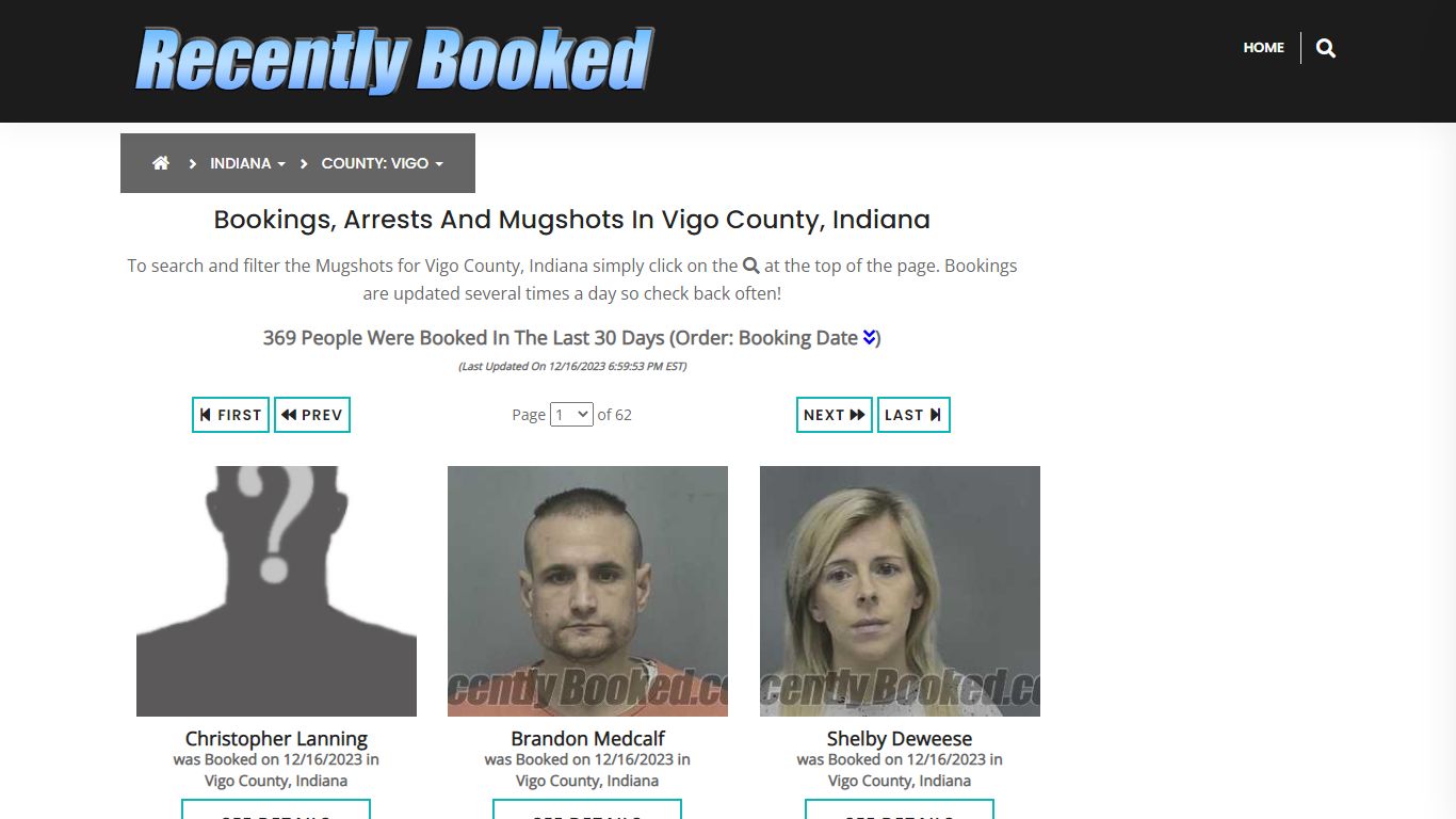 Recent bookings, Arrests, Mugshots in Vigo County, Indiana